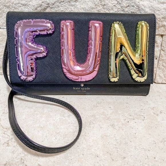 Kate Spade Whimsies Collection FUN Balloon Clutch Black Multi - Picture 2 of 10